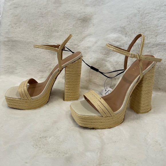 Express Straw Platform Chunky Heel Size 8 - Picture 2 of 6